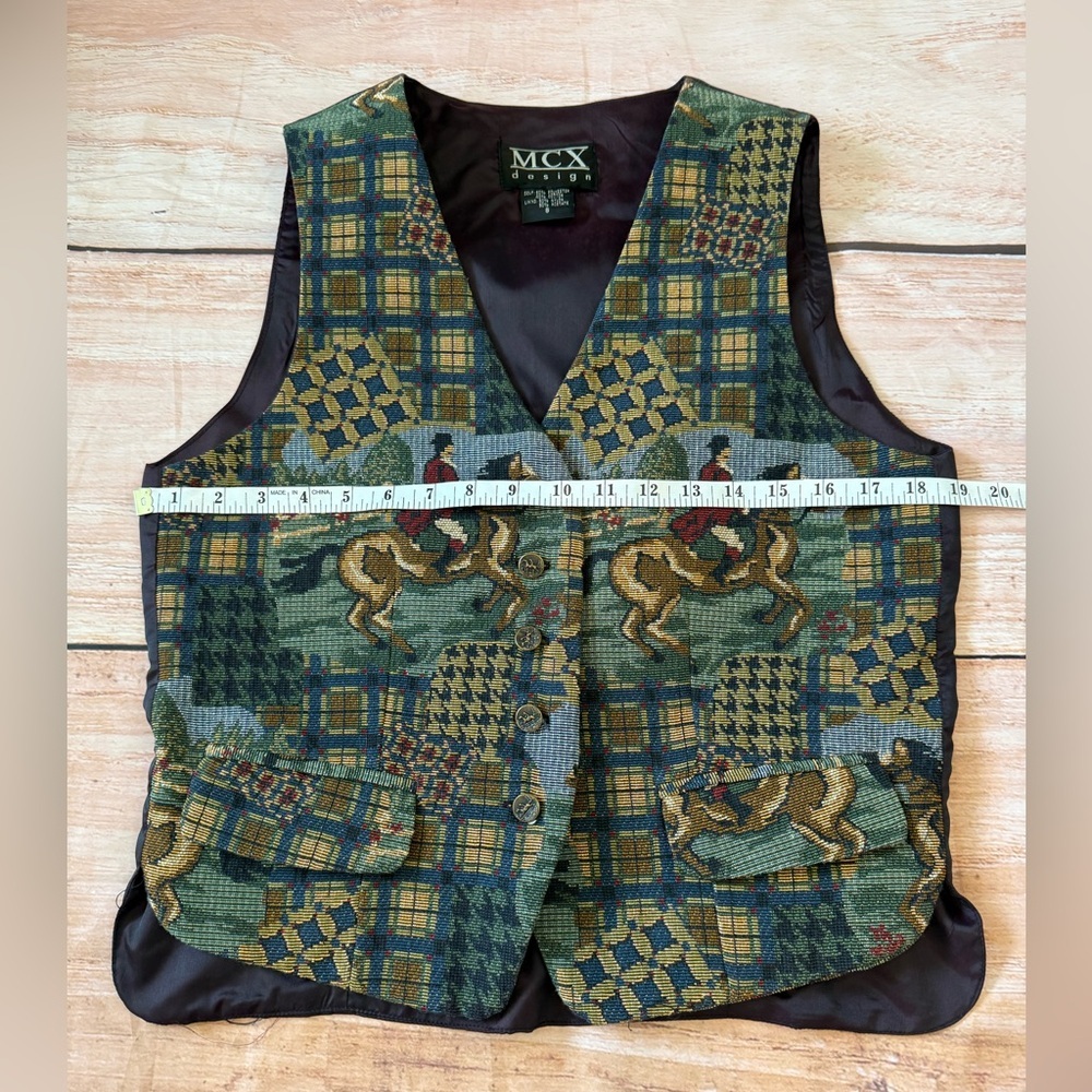 Vintage MCX Design Tapestry Vest Cowboy Western Horse Size Small equestrian - Picture 2 of 6